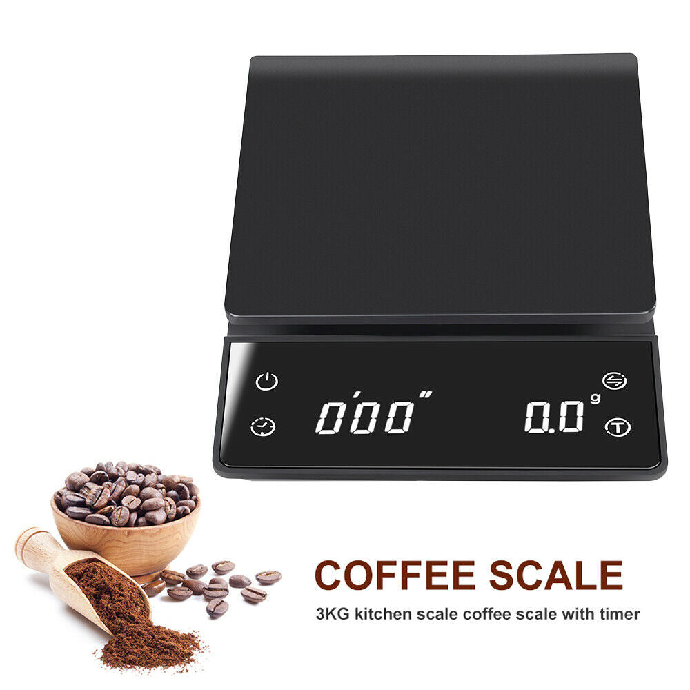 LED Digital Coffee Scale With Timer Tare 3KG 0.1g High Precision Kitchen Scale