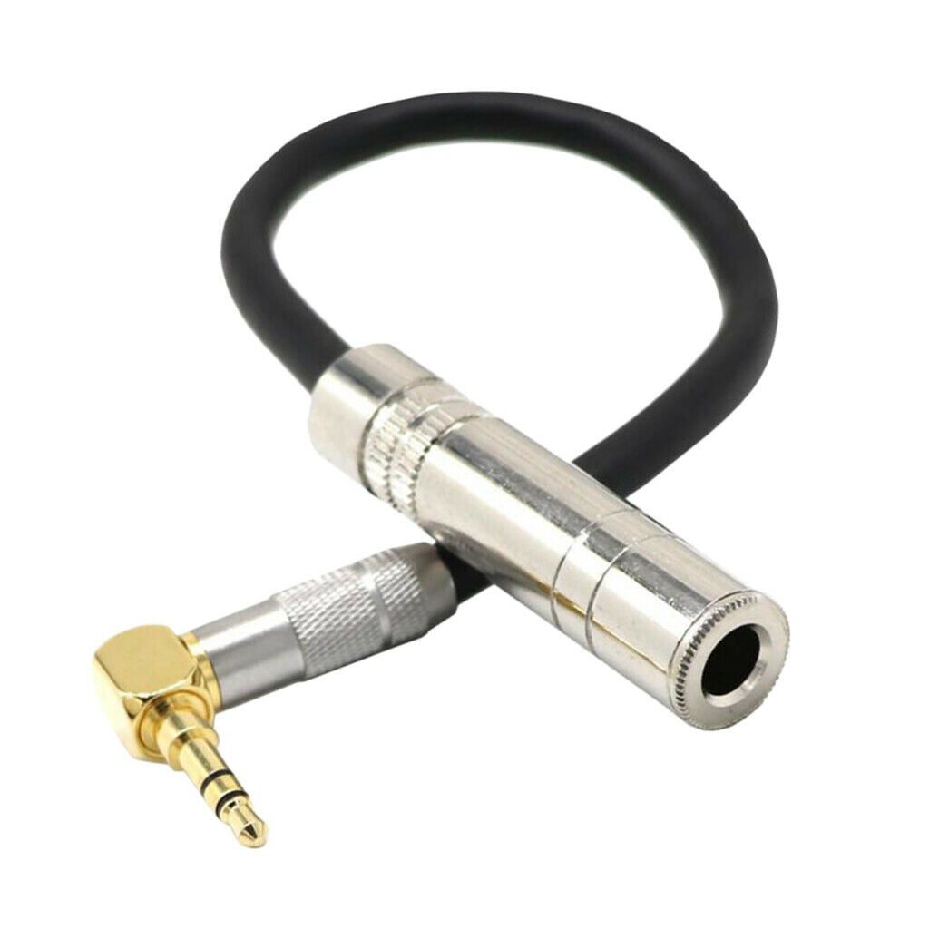 90 Degree 3.5mm Male to 6.35 Female Stereo Audio Extension Cable Cord Earphone