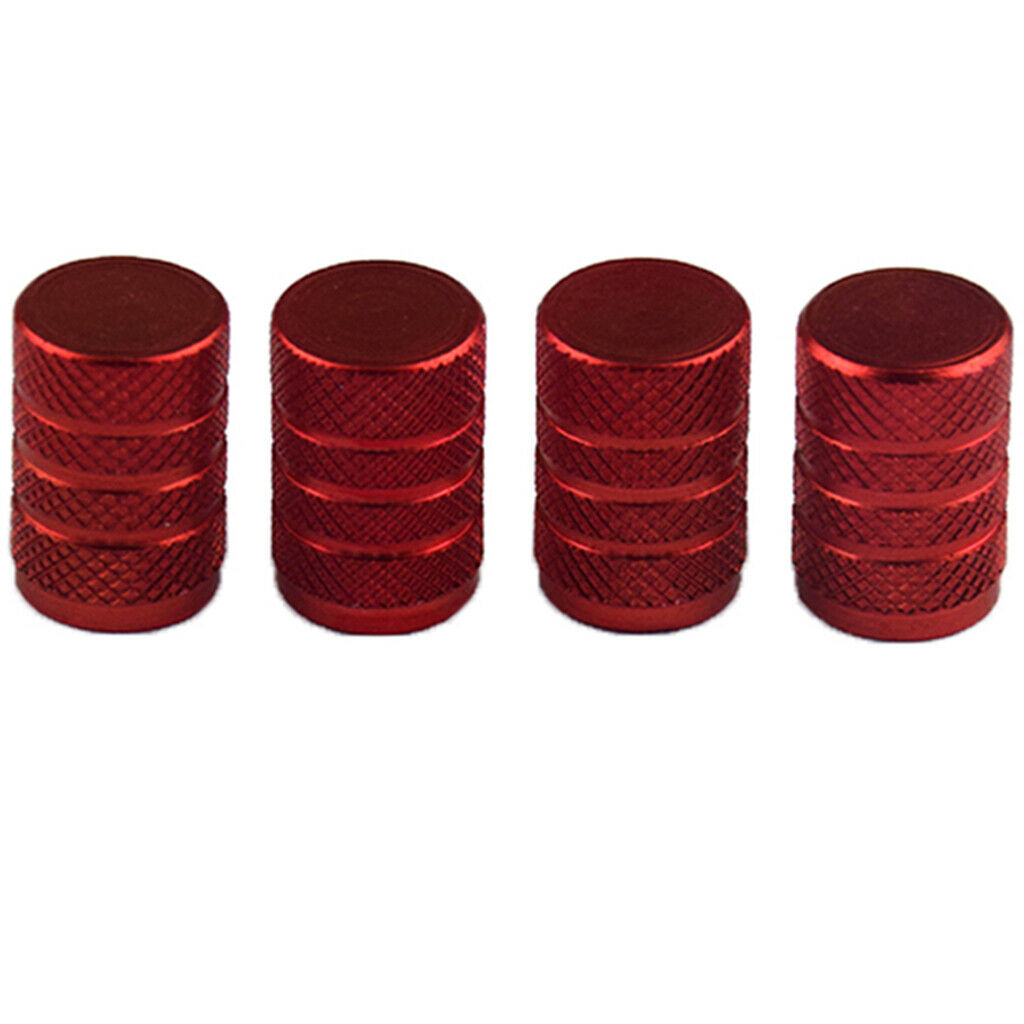 8 Pack Aluminum Car Tubeless Wheel Tire Valve Stems Dust Caps Black & Red