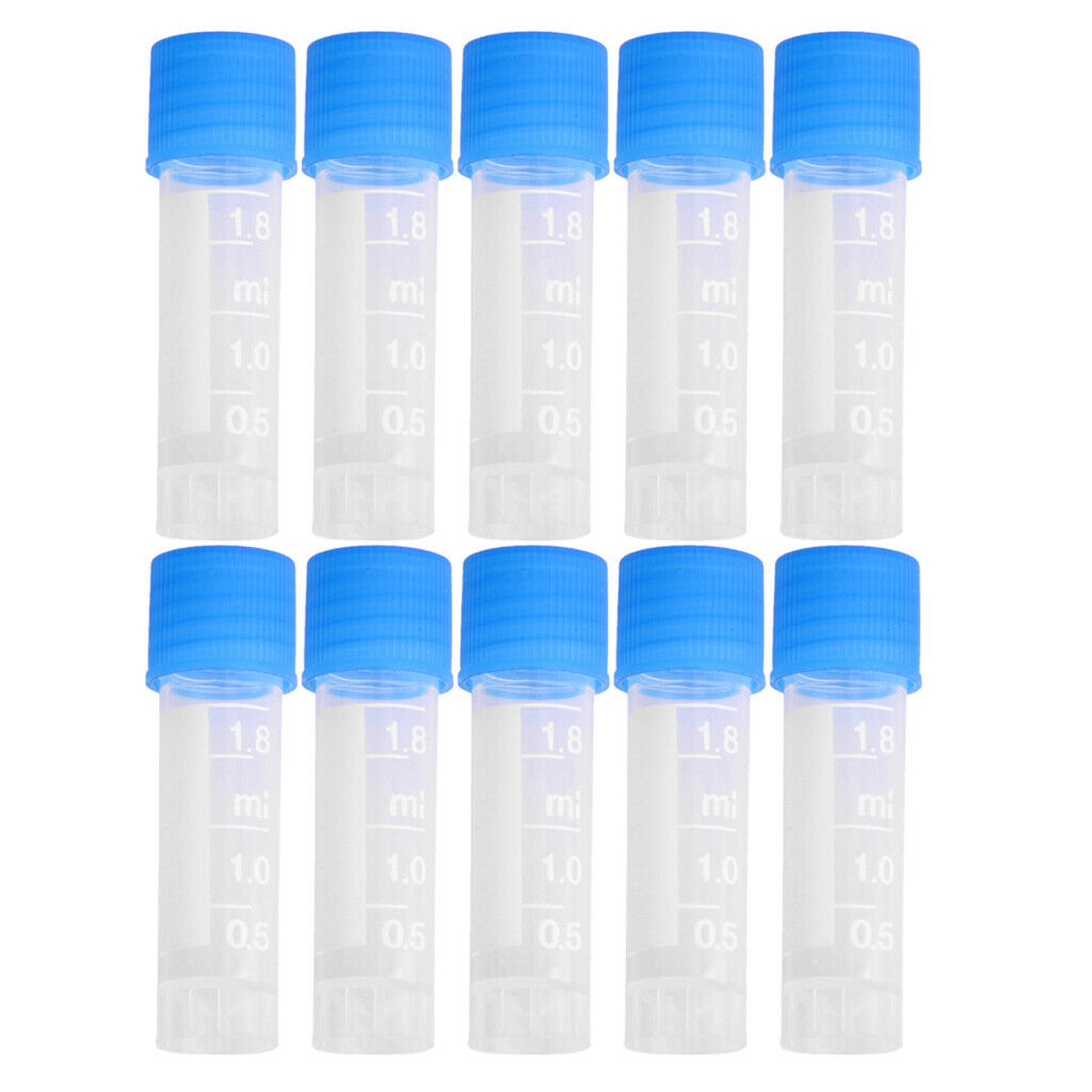 10Pcs/set 1.8ml Lab Plastic Frozen Test Tubes Vial Seal   Container for Lab