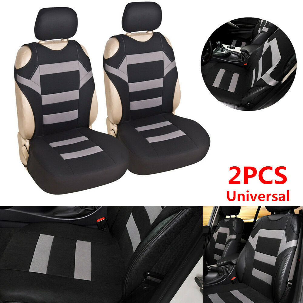 2PC Car Double Front Vest Design Seat Cover Interior Cushion Protector Polyester