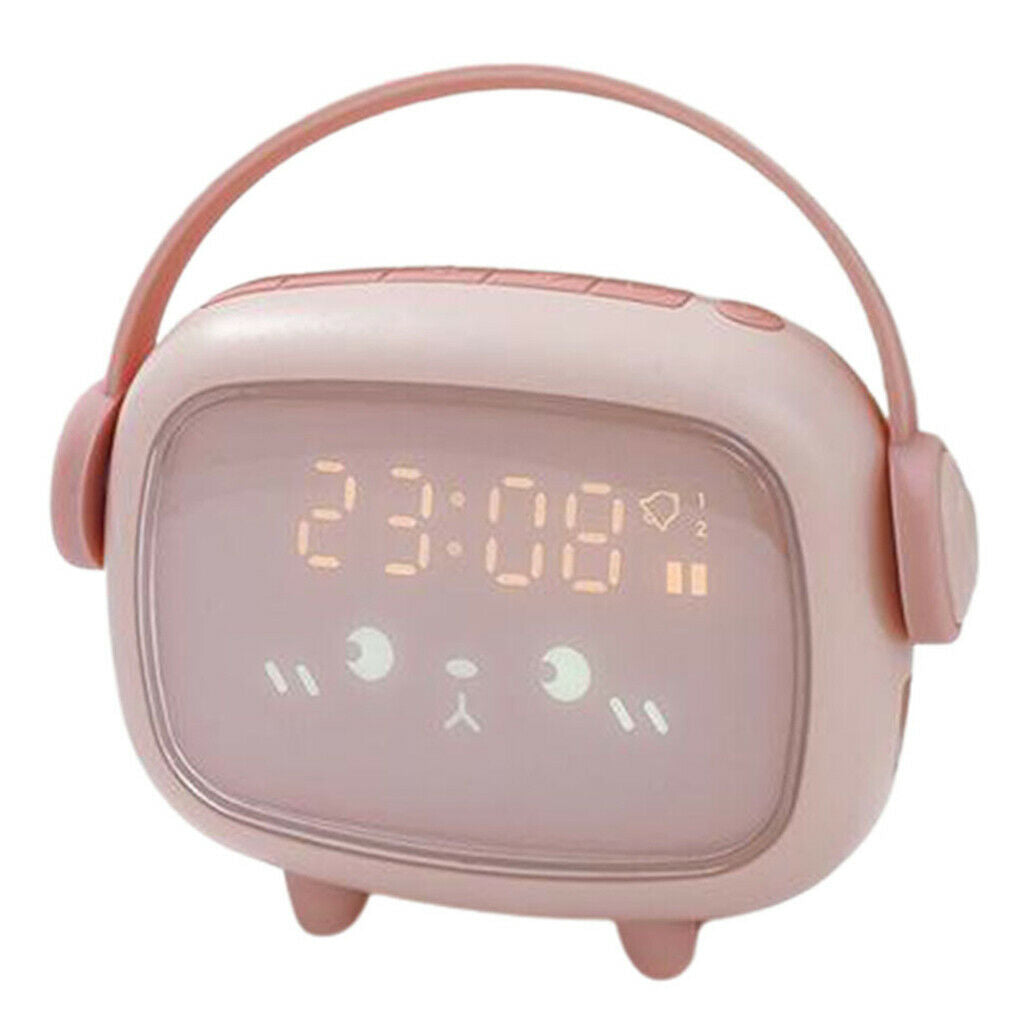 Kids  Alarm Clock Night Light  for Bedroom Children Sleep Trainer Pink