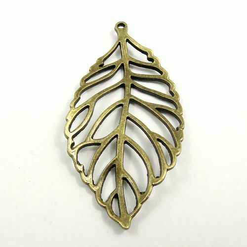 5 pcs Antiqued Bronze Alloy Leaf Pendant Hollowed Jewelry Making Charm 72x36x2mm