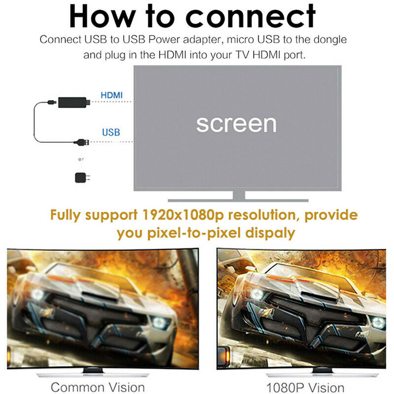 Car Home Media Player Airplay HDMI+AV RCA TV WiFi MirrorLink Screen Video Dongle