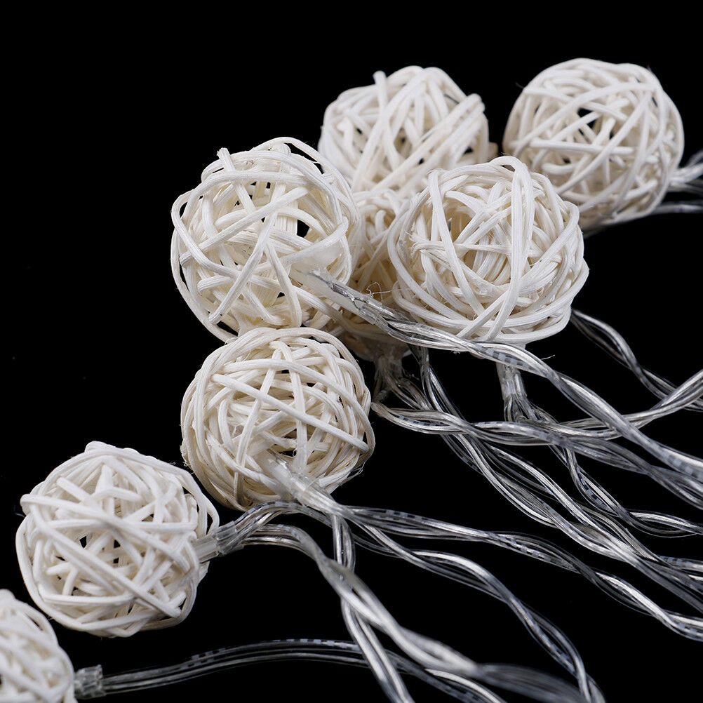 2.5M 20 Rattan Ball Led String Fairy Lights Christmas Tree Ornament Xmas.DD