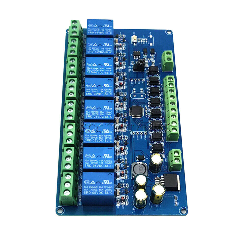 8 Channel Modbus Rtu Relay Module RS485 TTL 7-30V Communication Control Switch