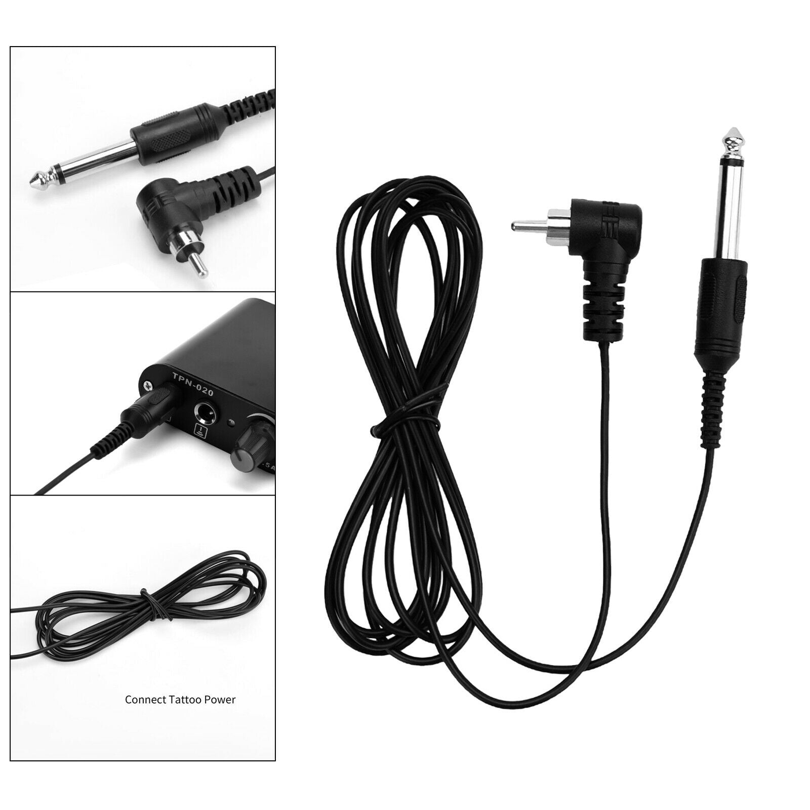 High Quality 6.3ft Tattoo Power Supply Soft Silicone RCA Clip Cord Connector for