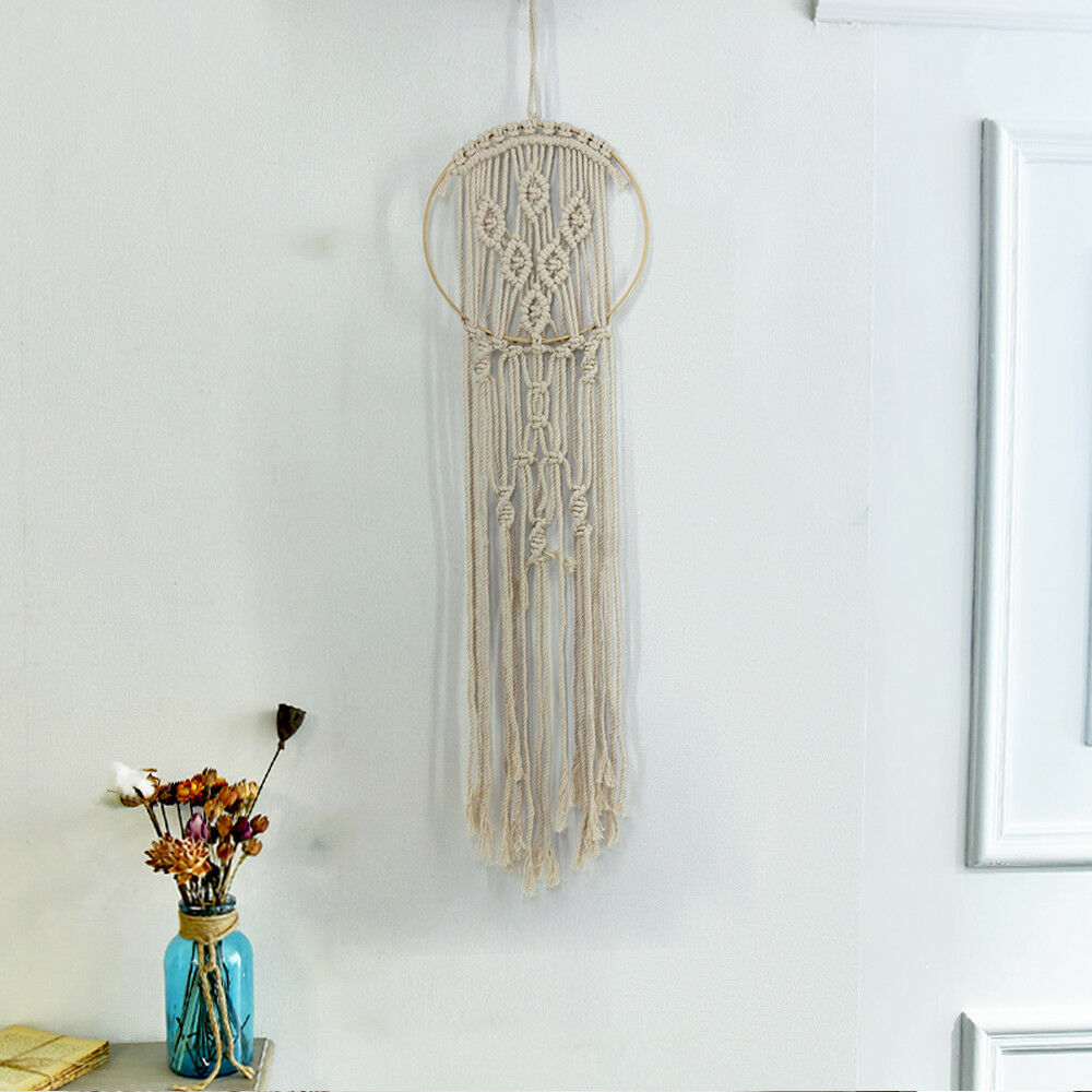 Natural Cotton Handmade Macrame Tassel Wall Hanging Hand Knitted Woven Tapestry