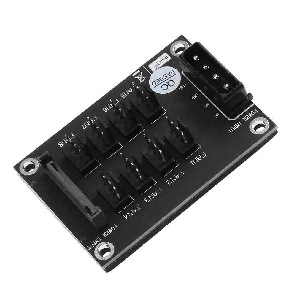4-Pin or SATA 15-Pin to 8 Way 4-Pin PC Chassis Cooling Fan Splitter Hub @