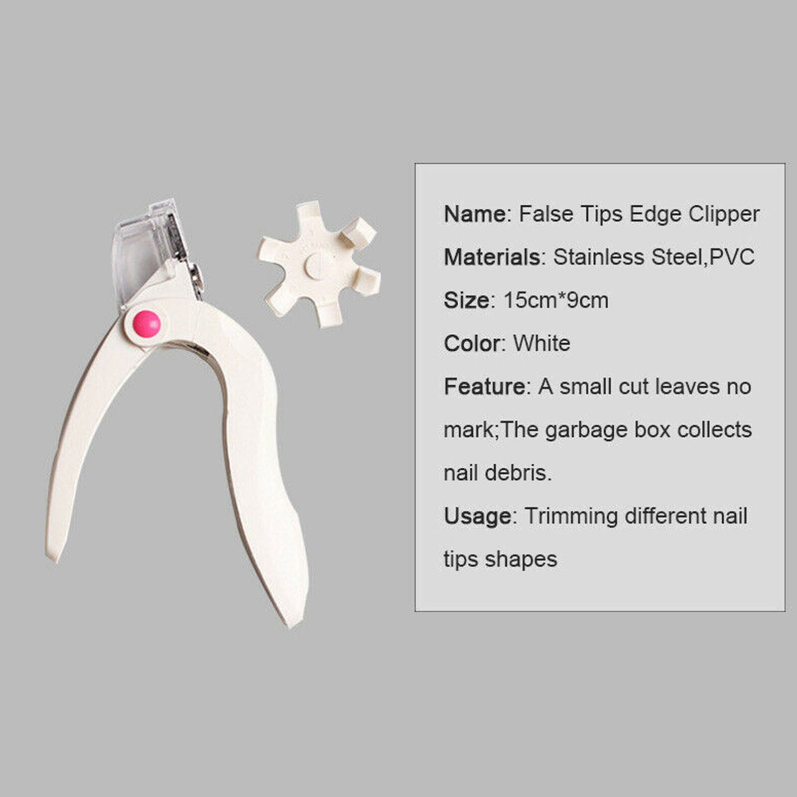 White False Tips Edge Nail Cutter Stainless Steel Nail Art Clipper Manicuring