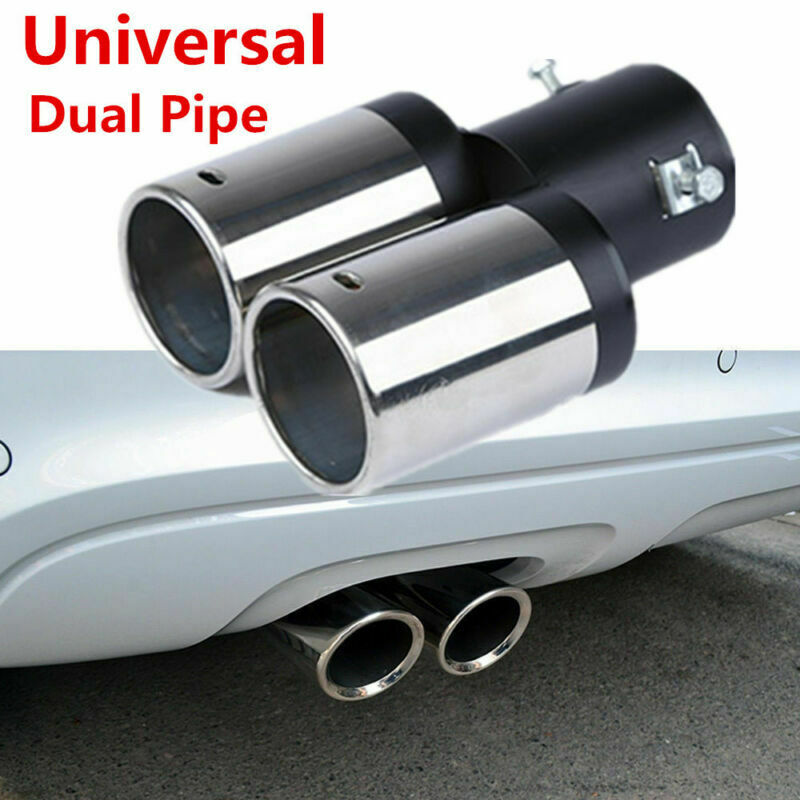 Chrome Stainless Steel Auto Car Exhaust Pipe Muffler Tip Tails Y-Pipe Dual Pipes