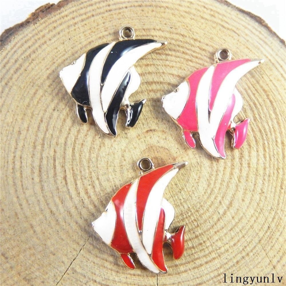 12pcs Colorful Enamel Alloy Tropical Fish Charms Pendant Jewelry Crafts 51195