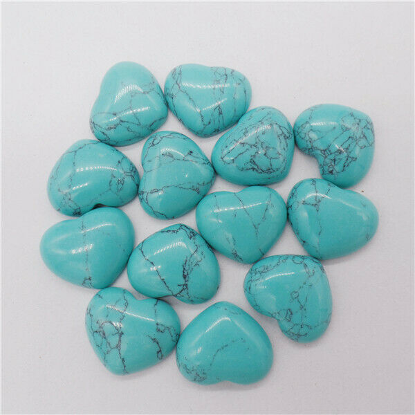 15Pcs 18x15x6mm Wholesale Green Turquoise Love Heart Cab Cabochon DIY HH9673