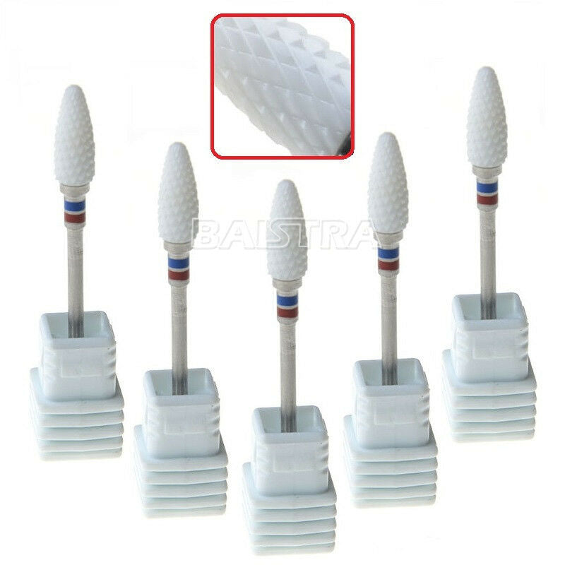 5PCS Lab Dental Bullet- Zirconia Zirconium Oxide Diamond Polisher Bur Low Speed