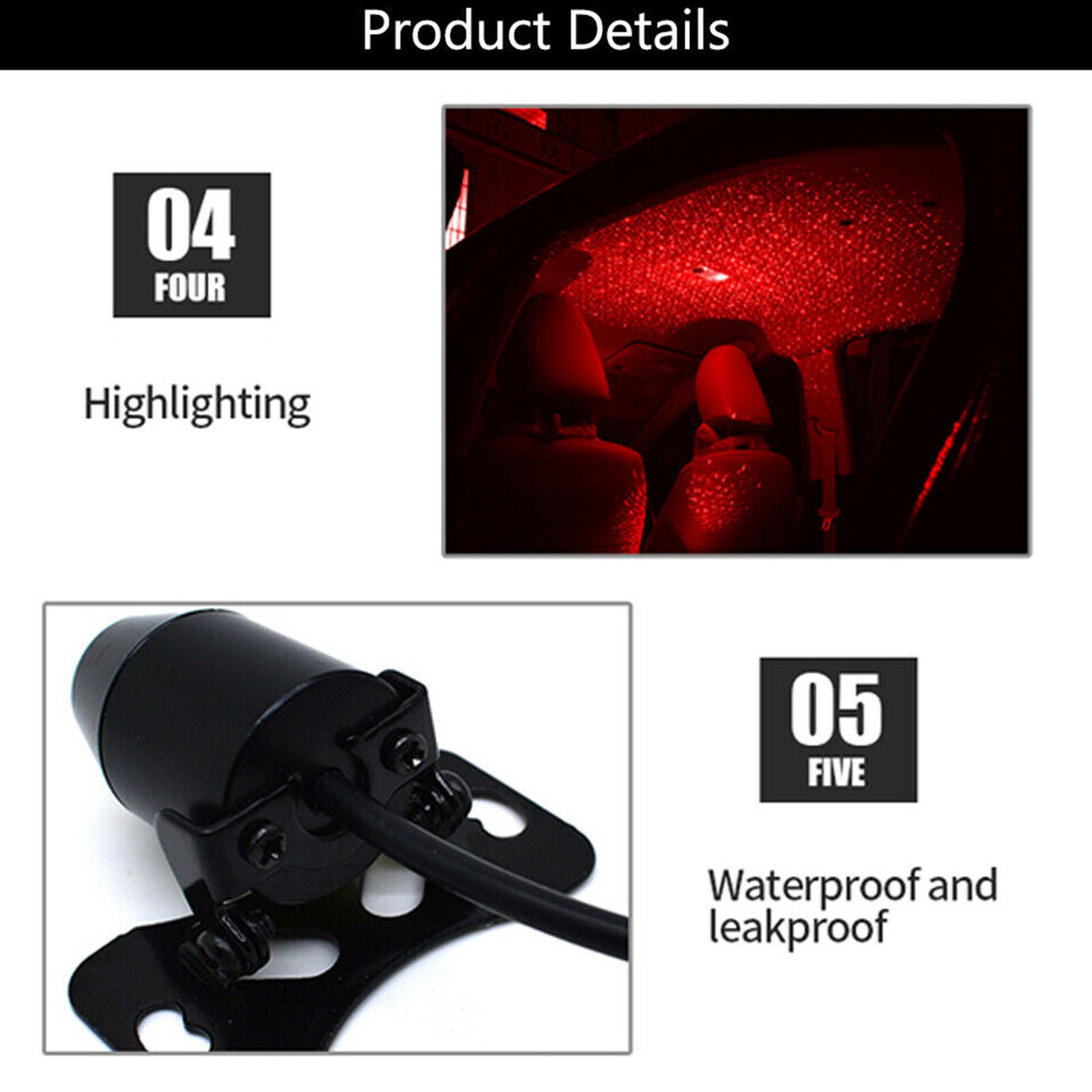 USB Car Atmosphere Lamp Interior Ambient Star Light LED Projector Starry Sky New