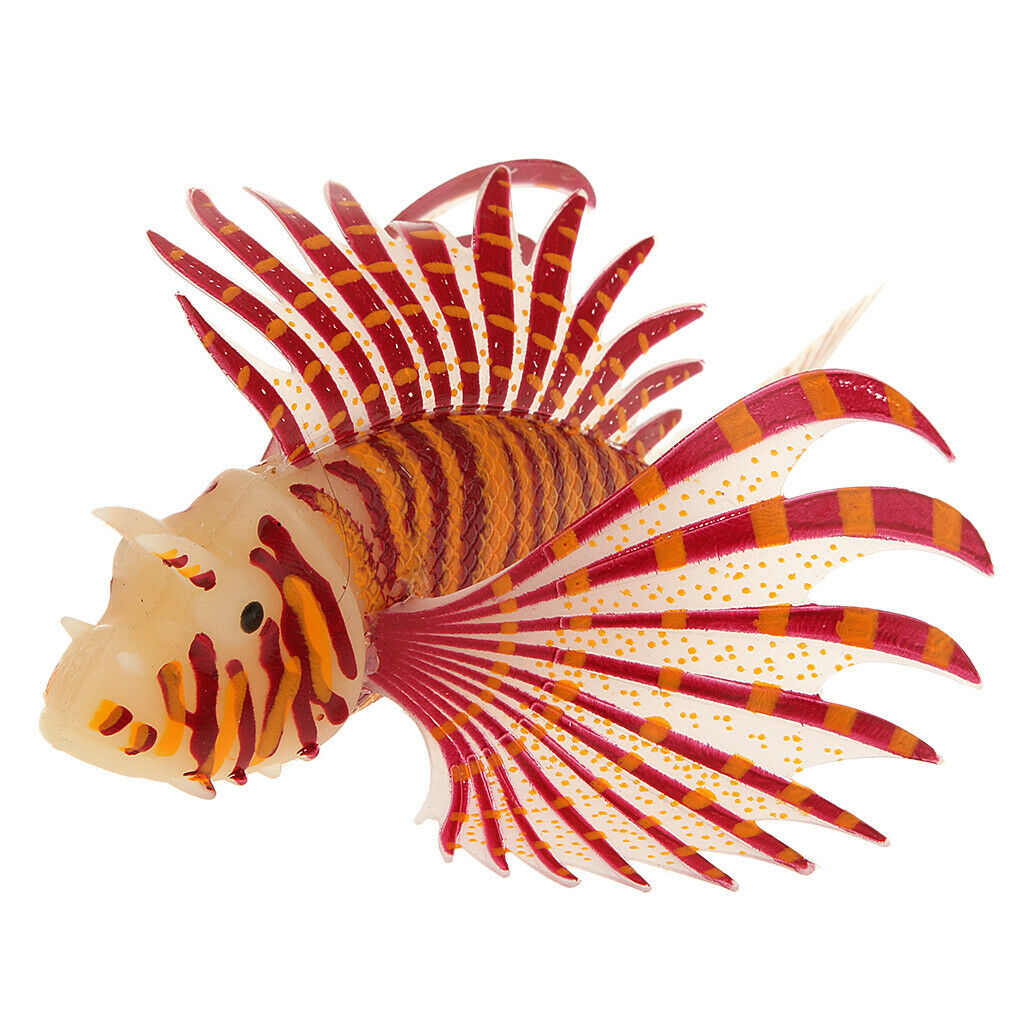 Artificial Silicone Glow Lionfish Snailfish Aquarium Fish Tank Decor ORG S