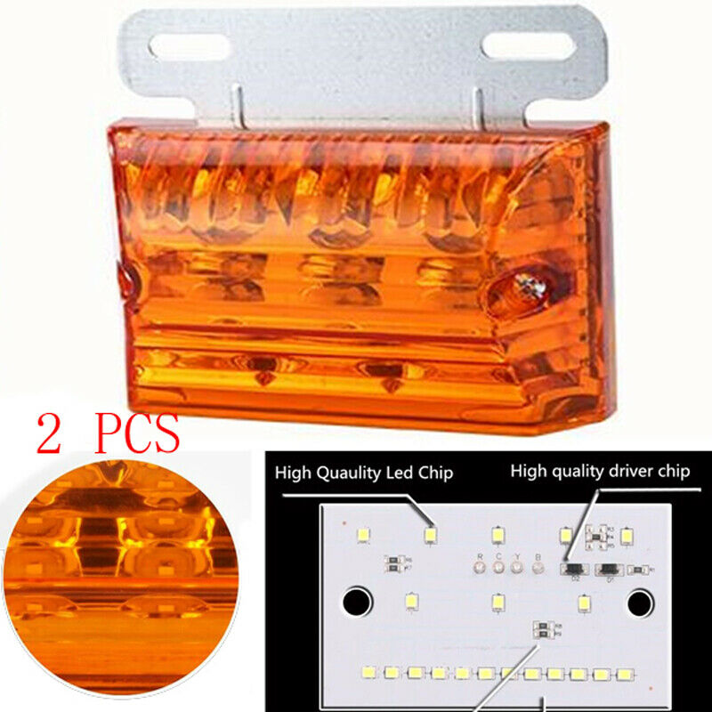2PCS 12/24V DC 20 LED Marker Indicator Light Clearance Lamp Amber for Truck Boat