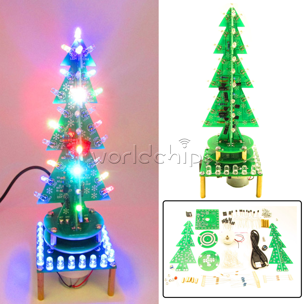 Rotating Music Colorful Christmas Tree LED Water Lamp+Breathing Light DIY Kits