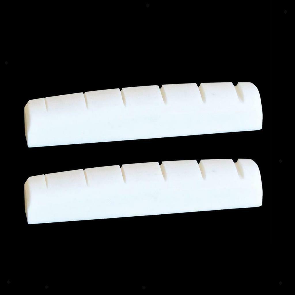 2 Pieces Electric Guitar Bone Nuts 6-String Slotted 43mm X 6mm X 8.5mm