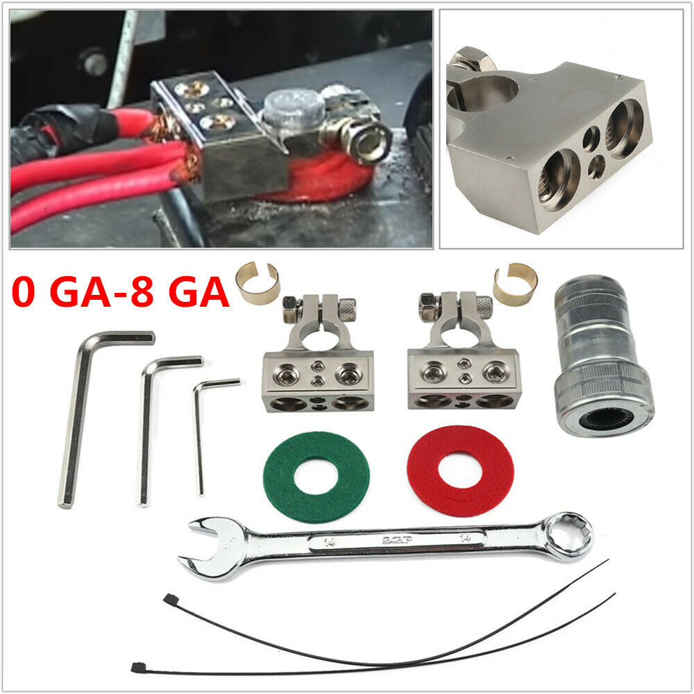 1Set Terminales De Bateria De Calibre 0GA-8GA Con Positive Negative Battery Clip