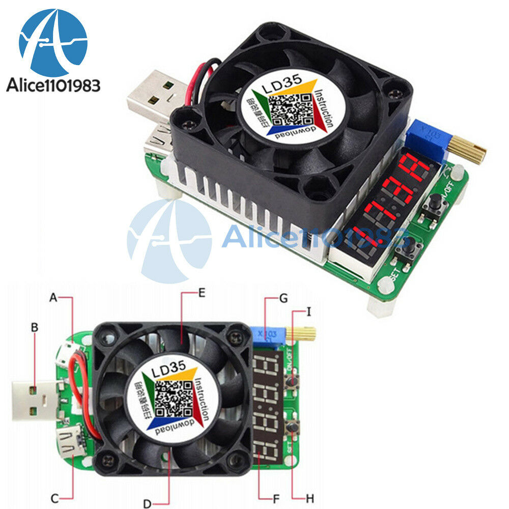 5A 35W LD35 Electronic Load Resistor USB Interface Test Discharge Battery Tester