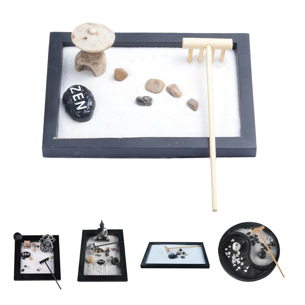 Chinese Traditional Zen Garden Candle Incense Holder White Sand and Rake