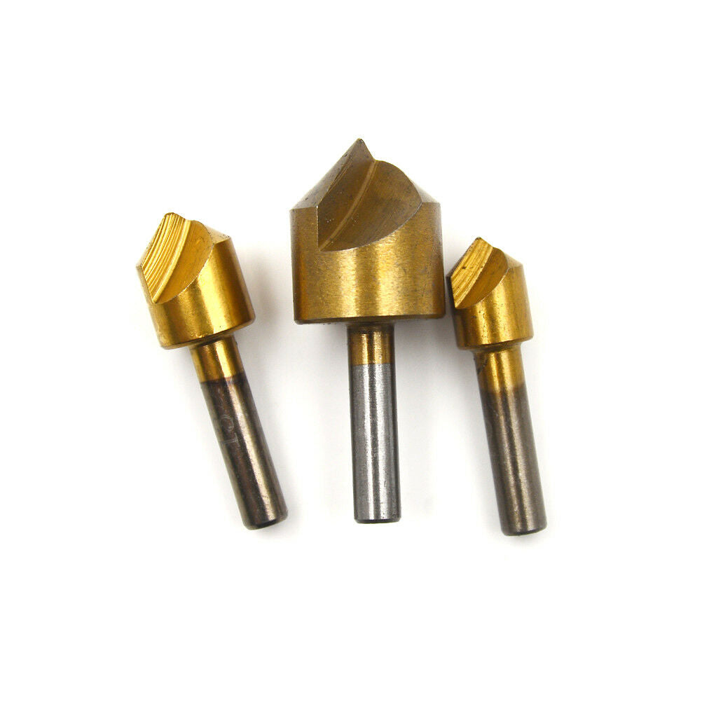 3X Single Flute 90° Edge Chamfer Countersink Deburring Drill Bit 3/8 1/2 3/4 -DD