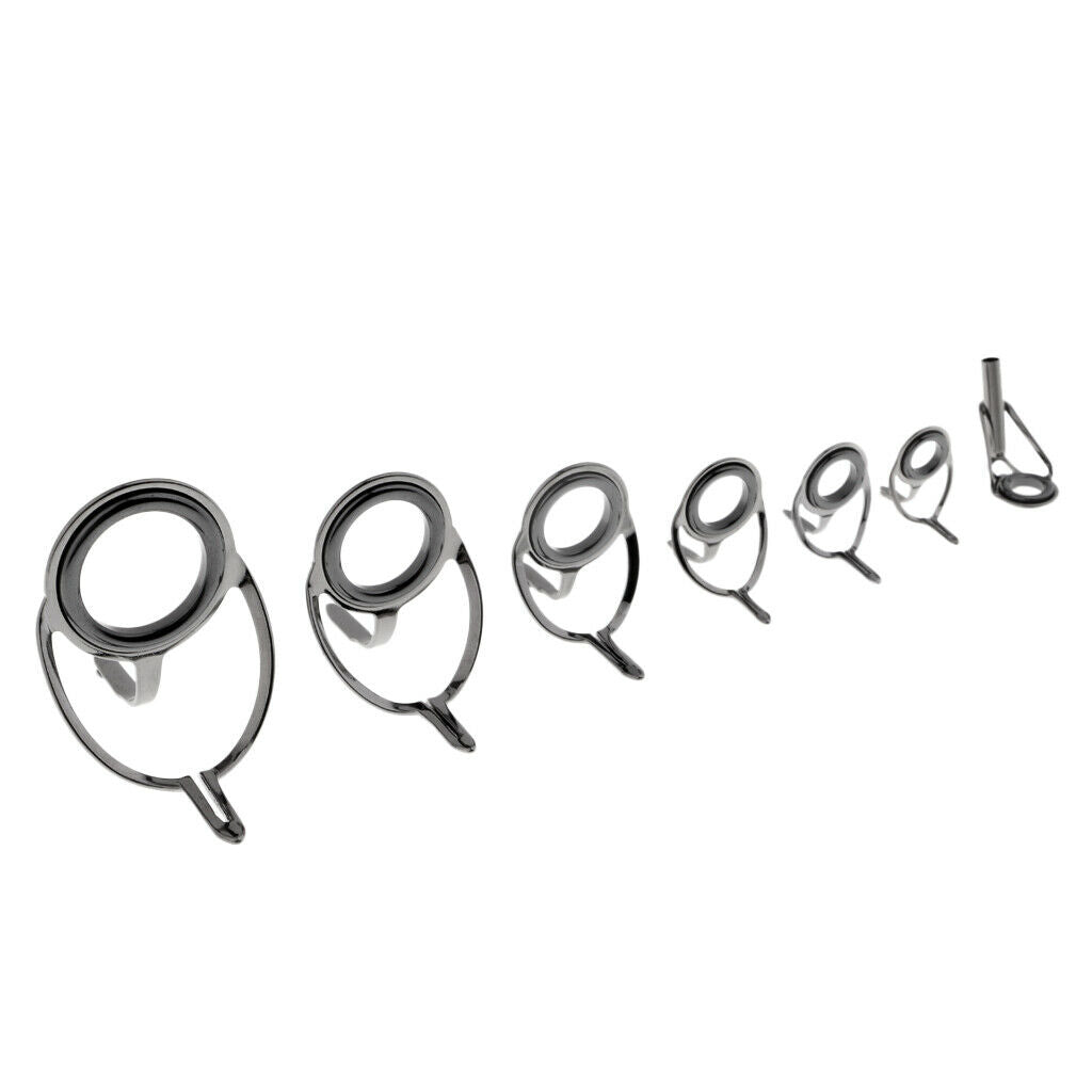 7pcs Ceramic Ring Fishing Rod Guides Line Repair Tip Tops Rings Multi-sizes