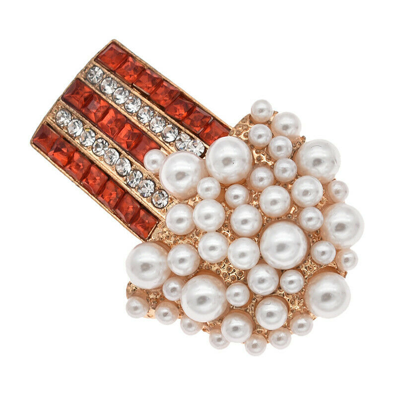 1pc Popcorn Design Brooch Pin Alloy Crystal Corsage Collarpin Ladies Jewellery