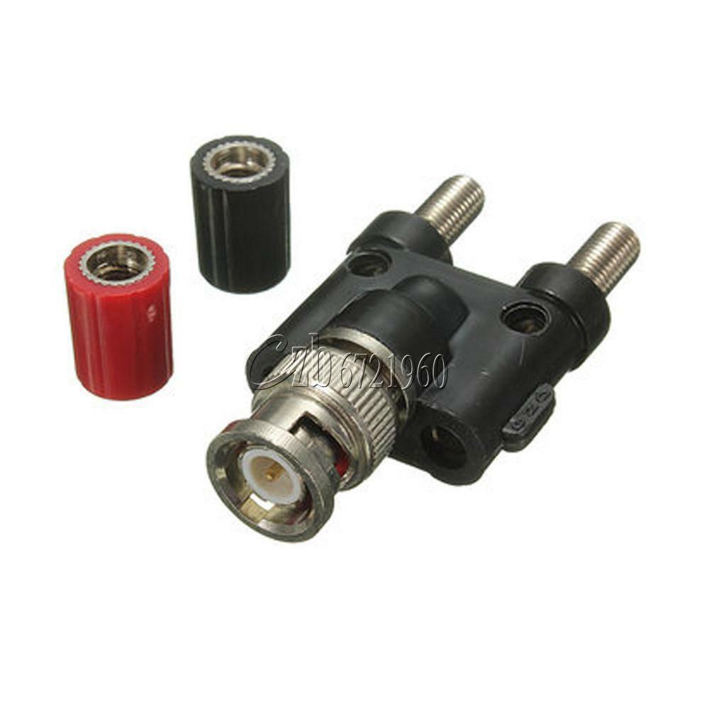 Black+Red BNC Male Plug to Two Dual Banana Jack RF Adapter Connector New