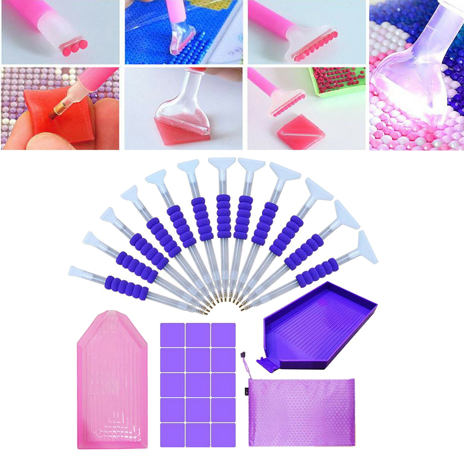 30Pcs 5D Diamond Painting Kit Tool with Diamond Stitch Pens and Accessories Set
