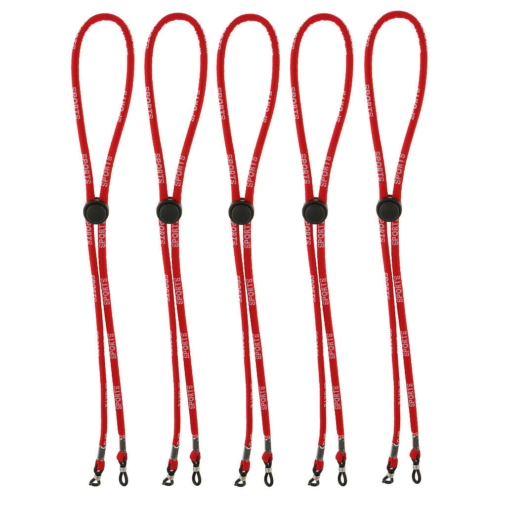 5 Pieces Adjustable Eyeglass Holder Eyewear Sports Band Cord Neck Strap Red