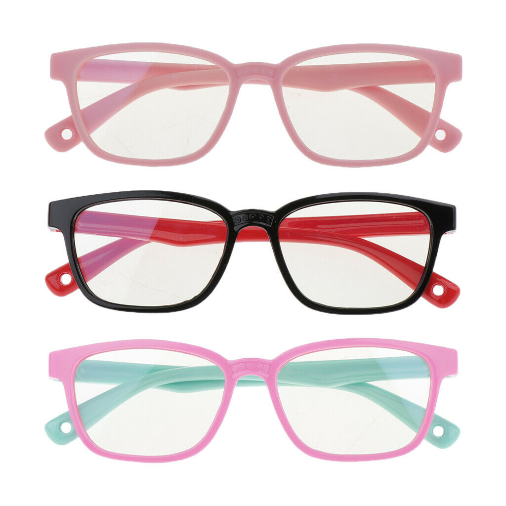 3pcs Kids Eyeglasses Blue-blocking Soft Silicone Frame Computer Glasses