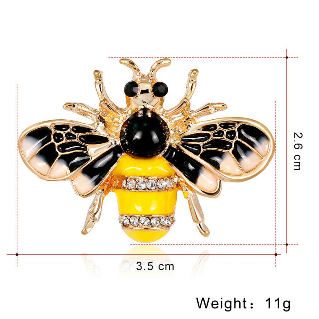Enamel Honey Bee Insect Brooch Pin Lovely Rhinestone Clothing Accessories