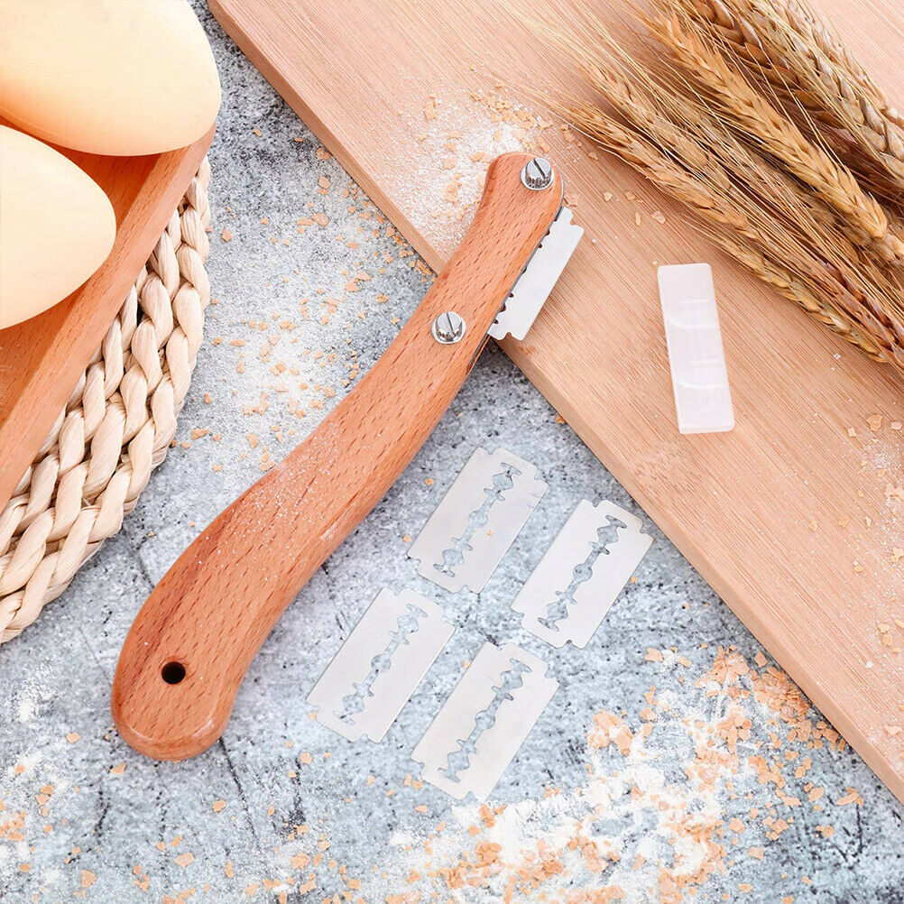 Bread Lame Wooden Handle Bread Slashing Tool Dough Cutting with 5 Pieces Blades