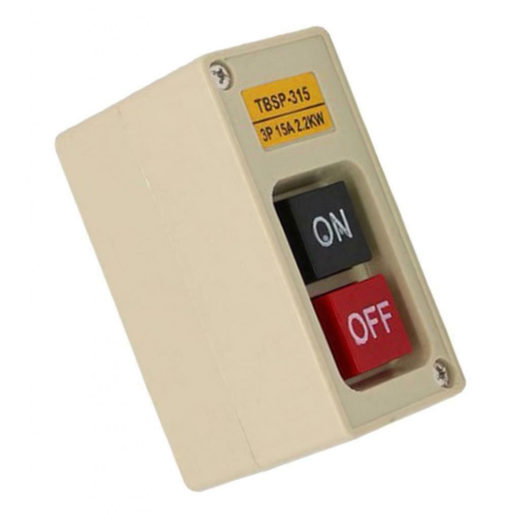 1x TBSP-315 3P 2.2Kw 15A Power Push Button Switch Two Key ON/OFF Lock Tend