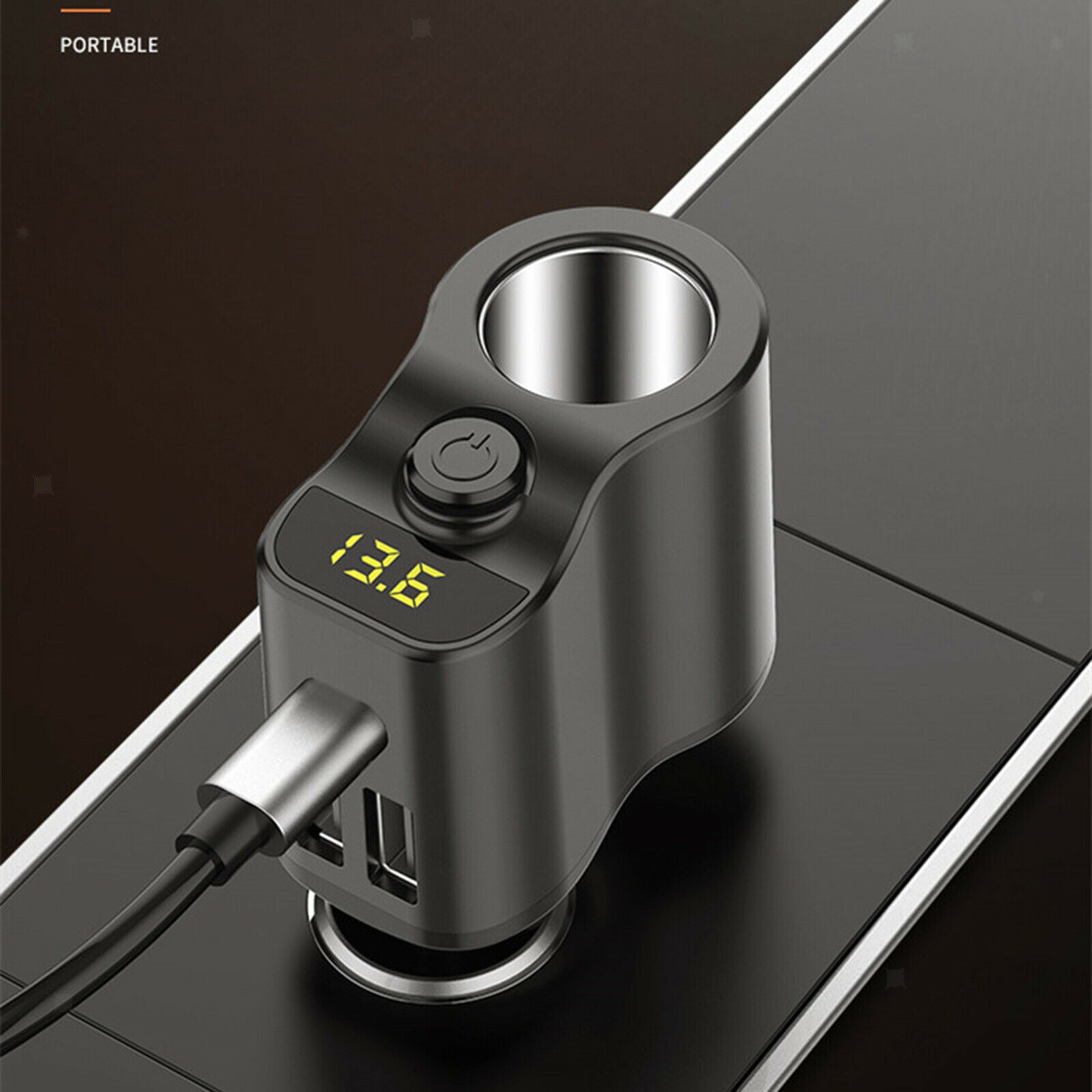 Fast Car Charger FM Transmitter Cigarette Lighter Dual USB Port Type-C Port