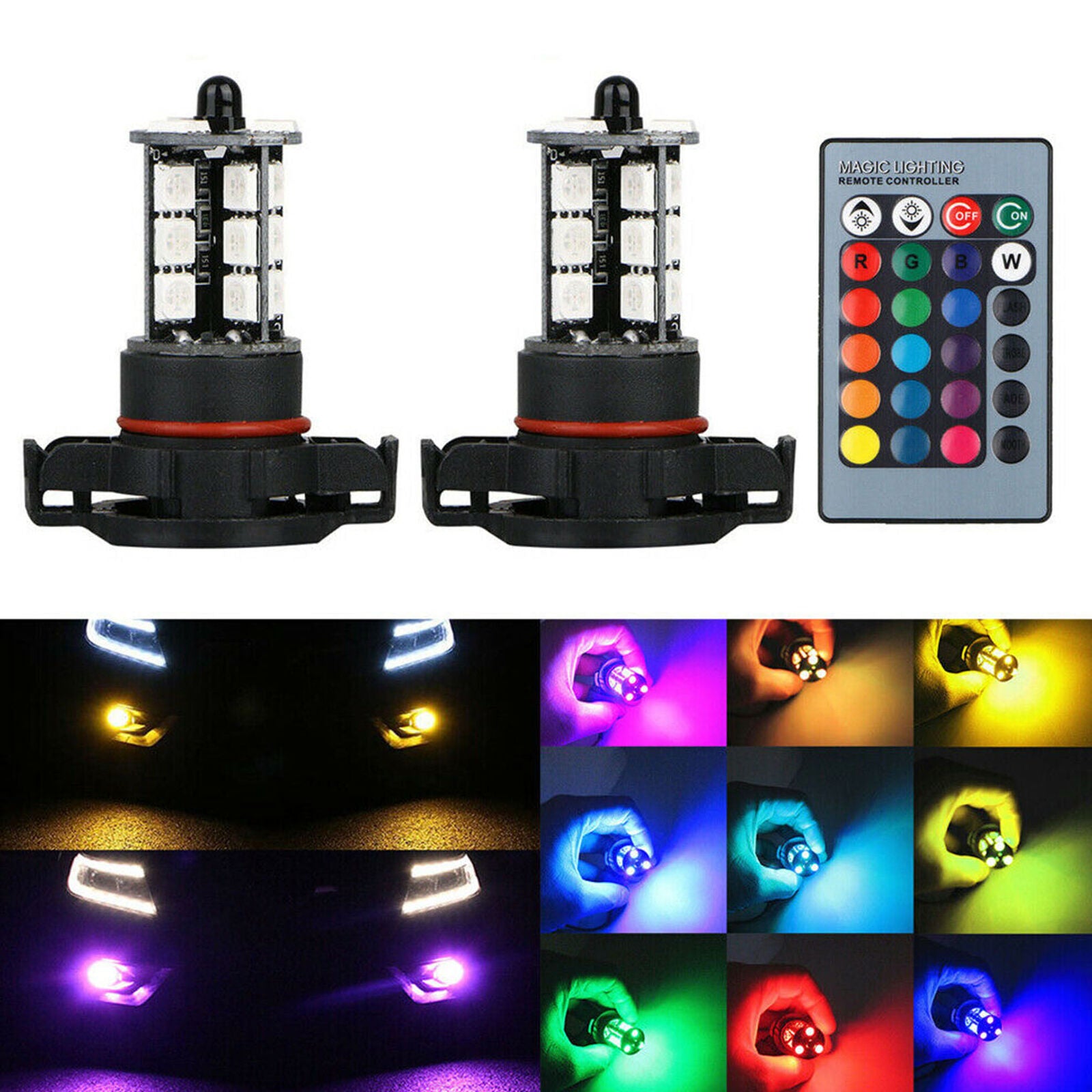 5202 LED Fog Light Bulbs RGB For GMC Sierra 1500 2007-2015 Yukon XL 2007-2013