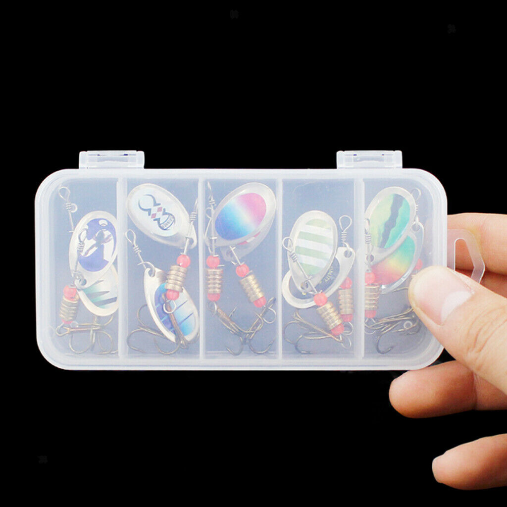 10x Metal Multicolor Sequins Baits Spinnerbait &Organizer Box Saltwater