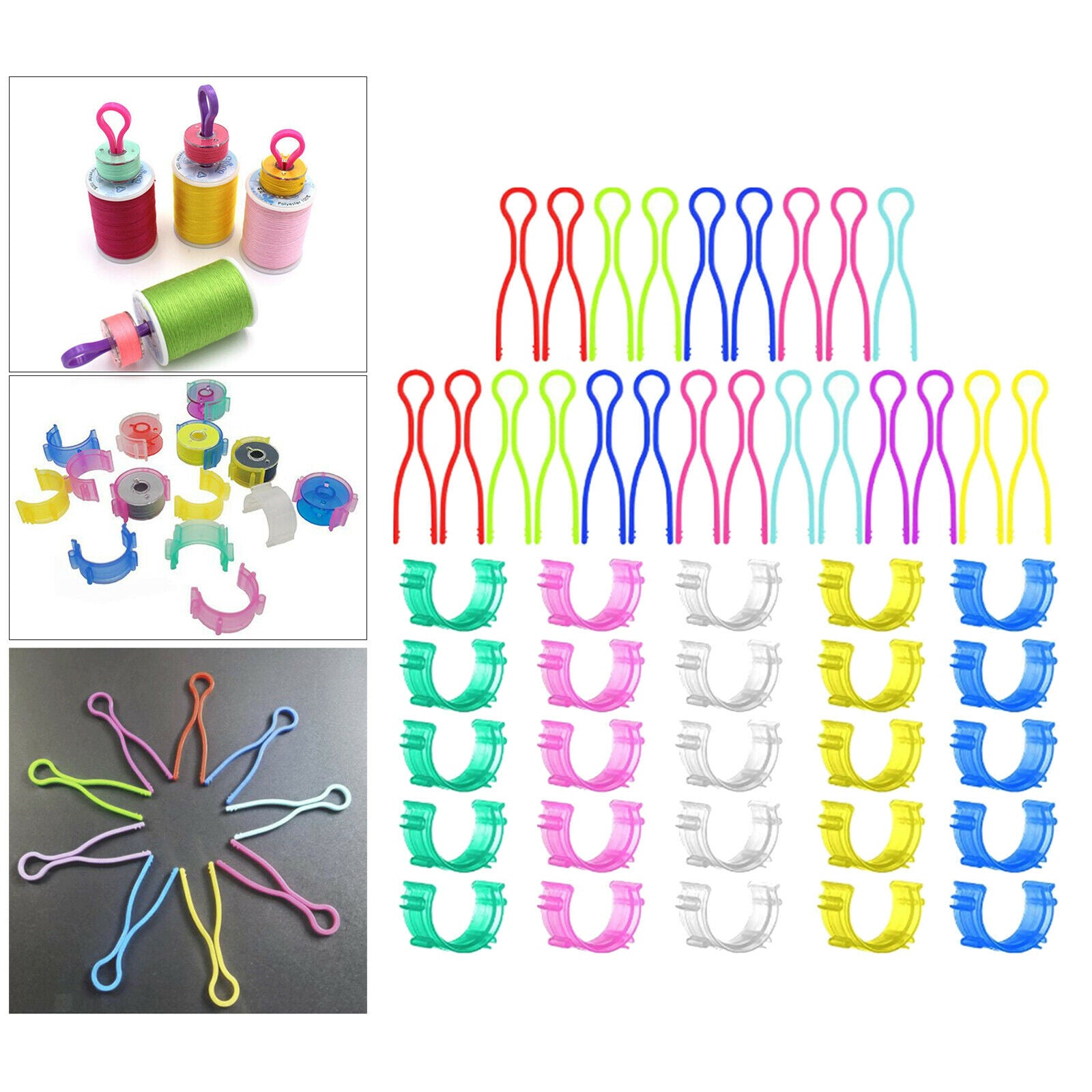 50Pcs Spool Bobbin Holder Clips Thread Spool Hugger Tangling Prevention Tool Set