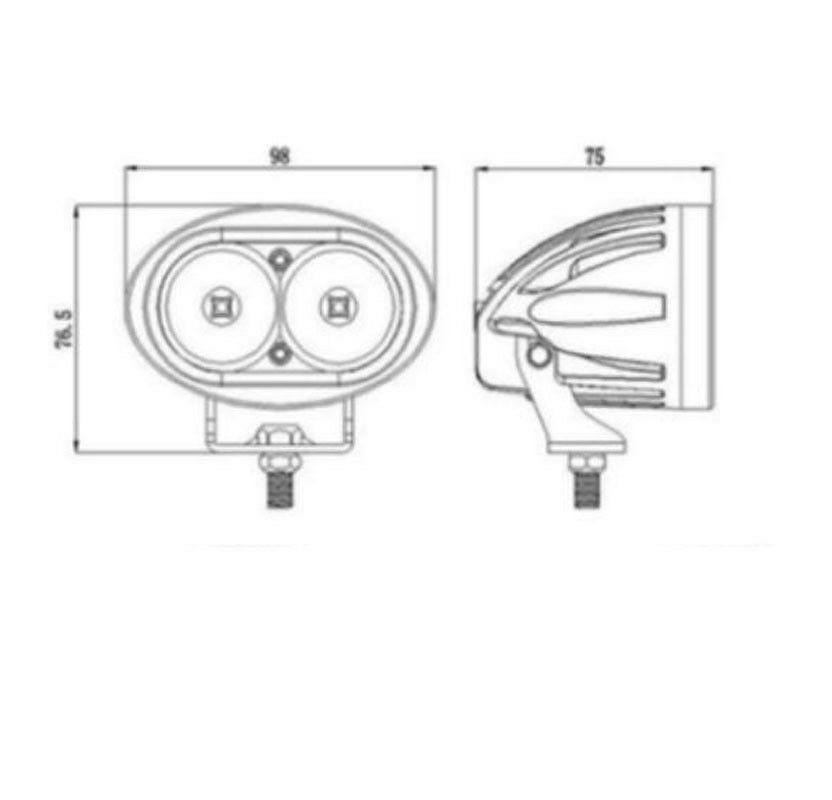 2x 20W White Spreader Led Marine Lights for Boat (Spot Light) Waterproof