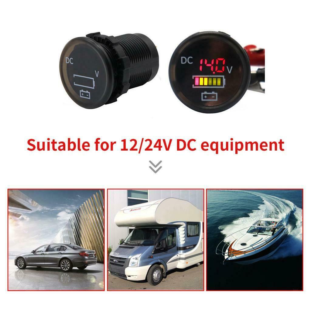 Red LED Digital Waterproof Voltmeter Gauge Meter 12V-24V For Car Motorcycle