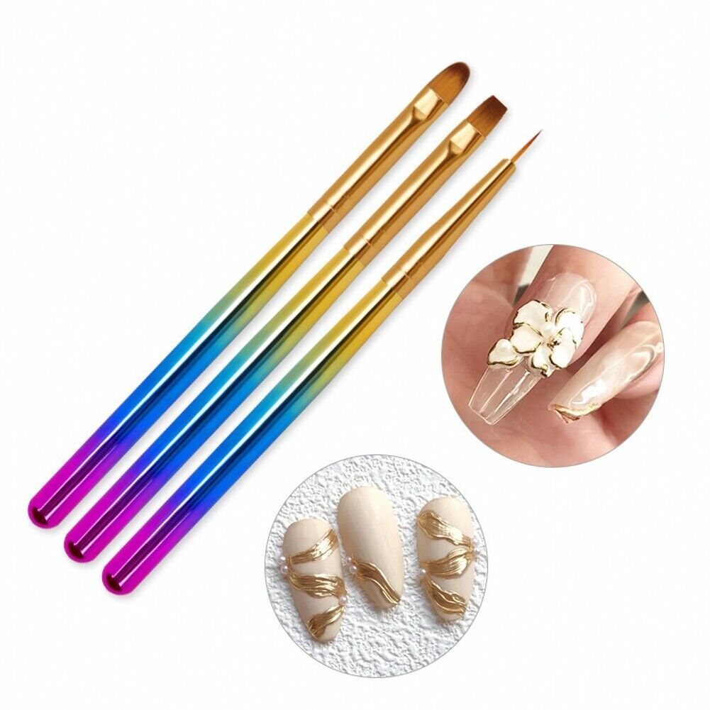 Nail Art Brush Rainbow Crystal Liner Dotting Painting Drawing Pen Manicure Tool