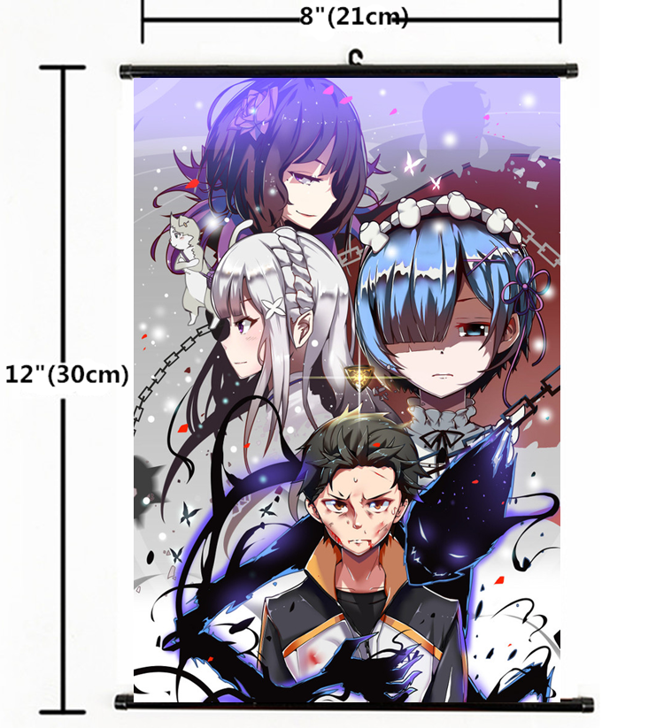 Anime Re: Zero kara Hajimeru Isekai Seikatsu Rem Ram Poster Wall Scroll 1444