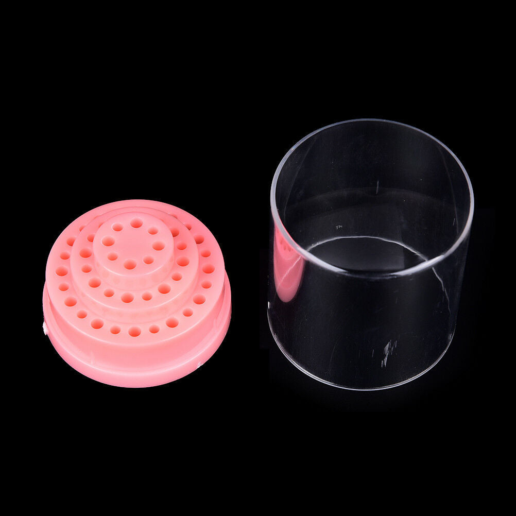 48Hole Pink Organizer Manicure Storage Box Displayer Nail Drill Bit Holder J.DD