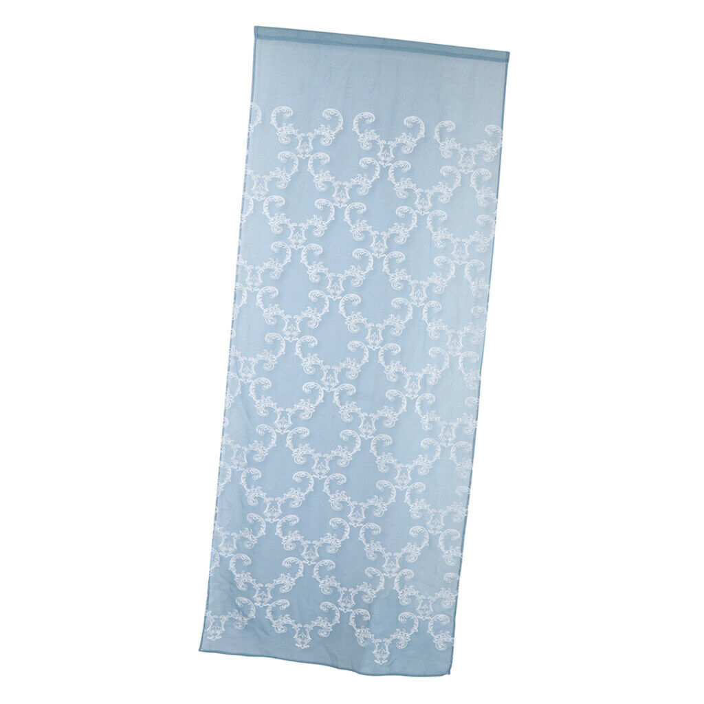 Embroidery Blue Voile Curtain Gauze Drapery 1x2.5m Rod Pocket 39 Inch Wide by 98