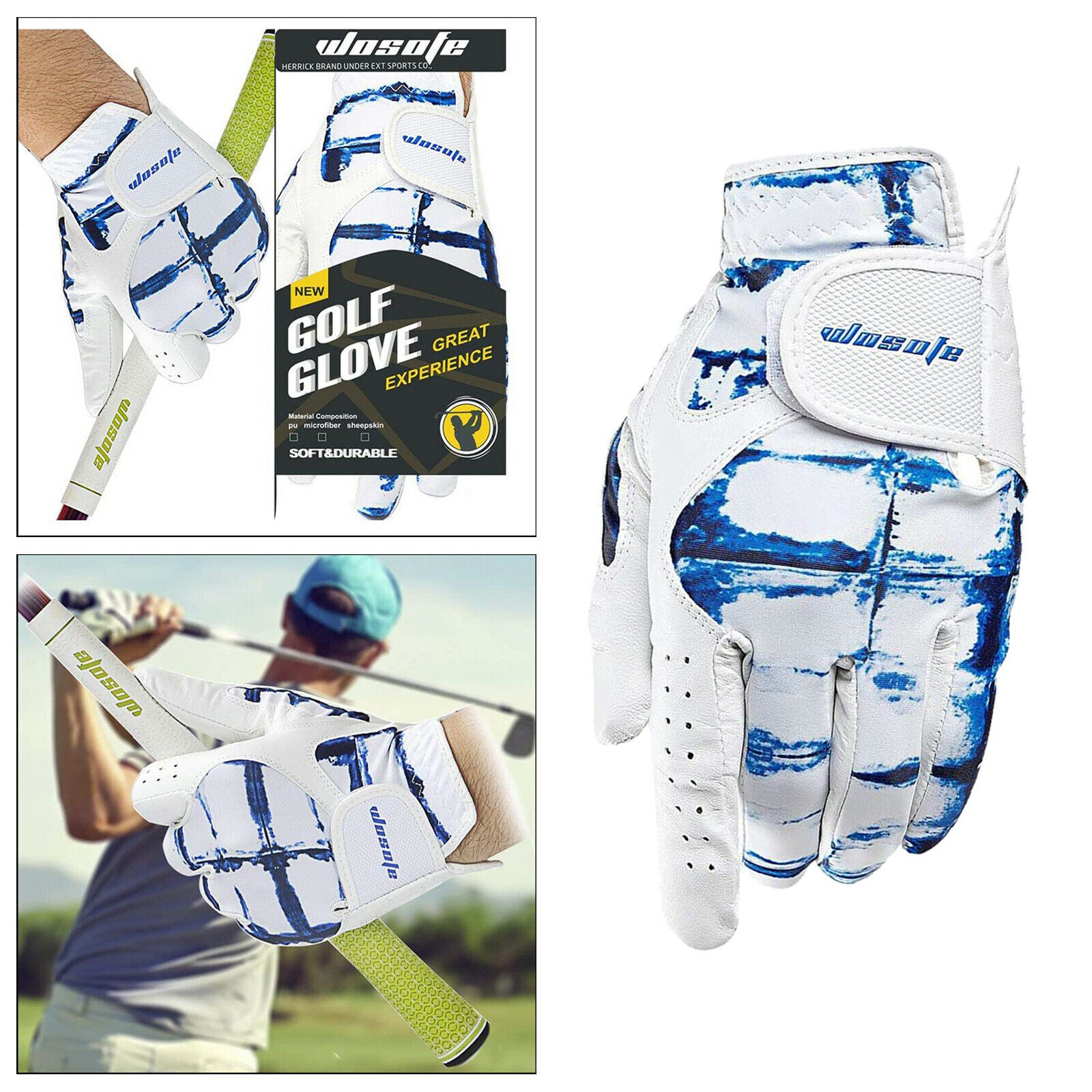 2X Durable Men Golf Gloves Left Hand Leather Breathable Professional S-XL ML
