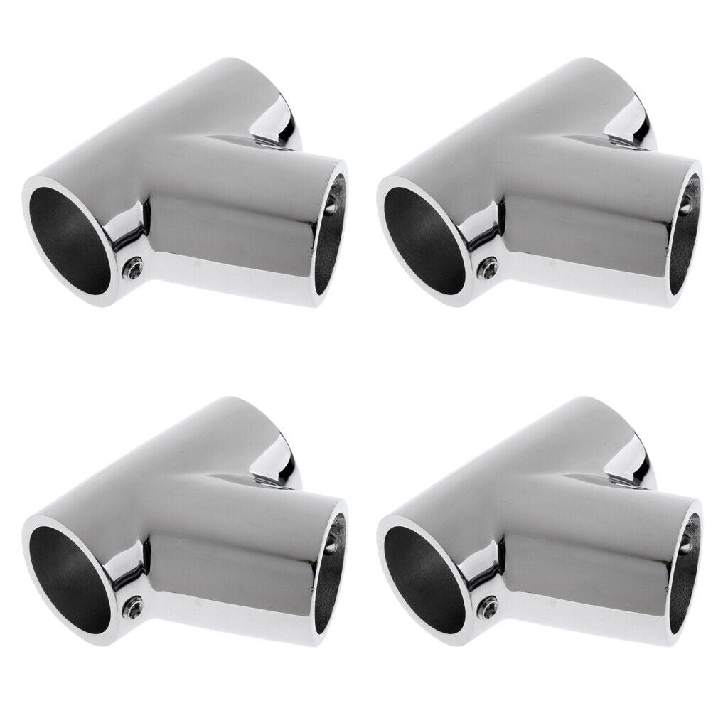 4pcs Boat Hand Rail Fitting - 316 Marine Stainless Steel 22mm 60 Degree Tee