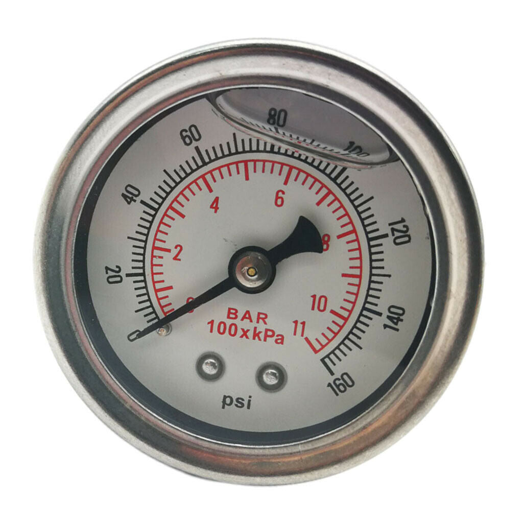 Compact Fuel Pressure Gauge 1/8" NPT 0-160BAR / 0-160 PSI Fluid Filled