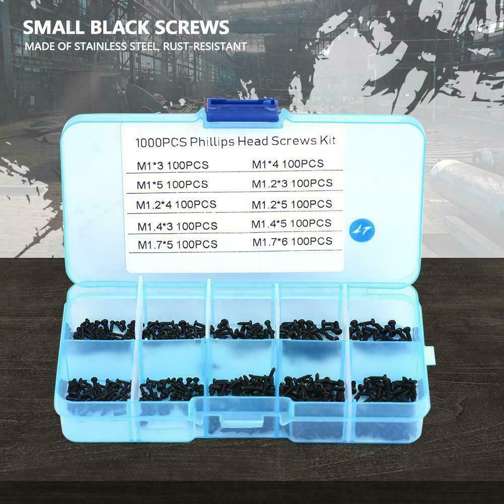 M1 M1.2 M1.4 M1.7 Black Phillips Cross Pan Head Small Self Tapping Screws 1000pc